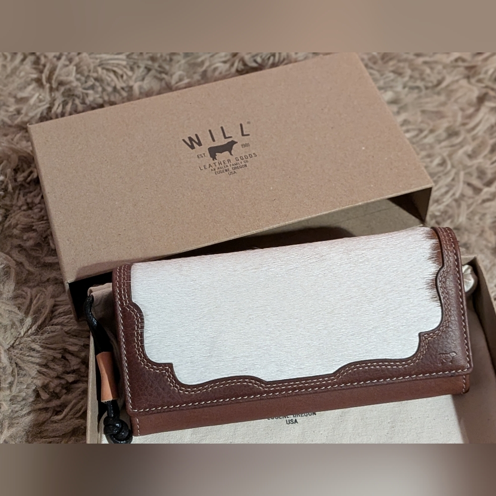 Will Leather Goods Continental Hair On Hide Leather Wallet - Picture 2 of 6